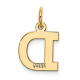 10k Yellow Gold Initial D Pendant, Bold Block Letter Charm, Polished Monogram Jewelry