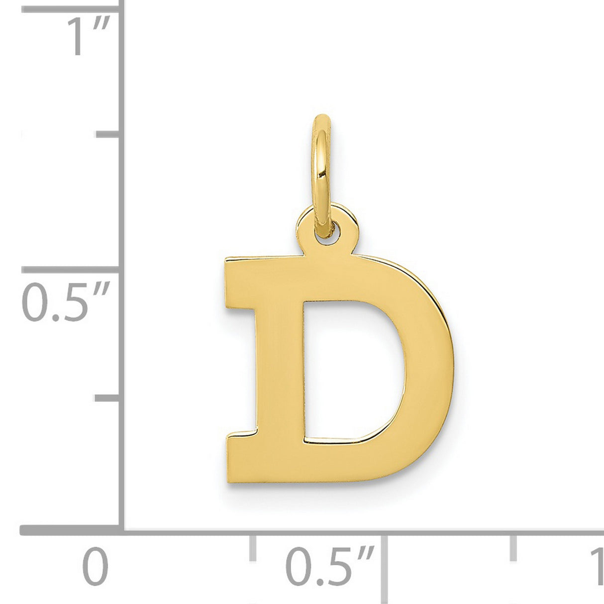 10k Yellow Gold Initial D Pendant, Bold Block Letter Charm, Polished Monogram Jewelry