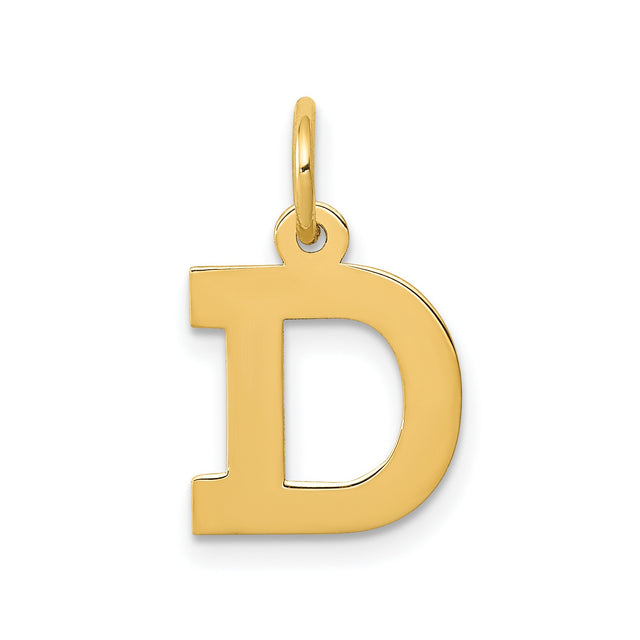10k Yellow Gold Initial D Pendant, Bold Block Letter Charm, Polished Monogram Jewelry