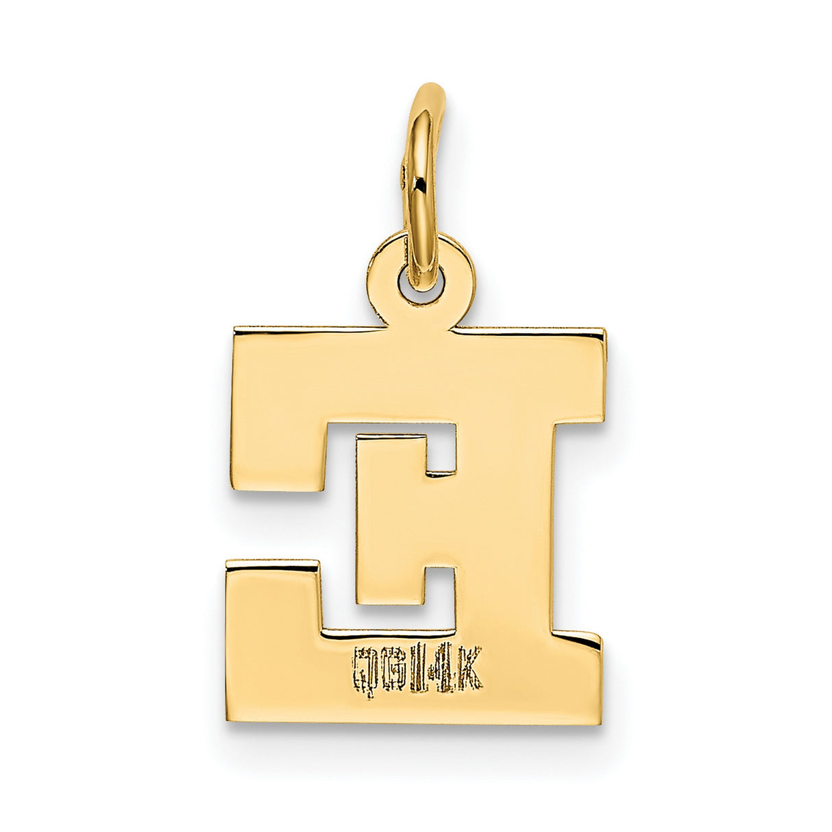 10k Yellow Gold Letter E Pendant Charm, Block Initial Design, Unisex Jewelry