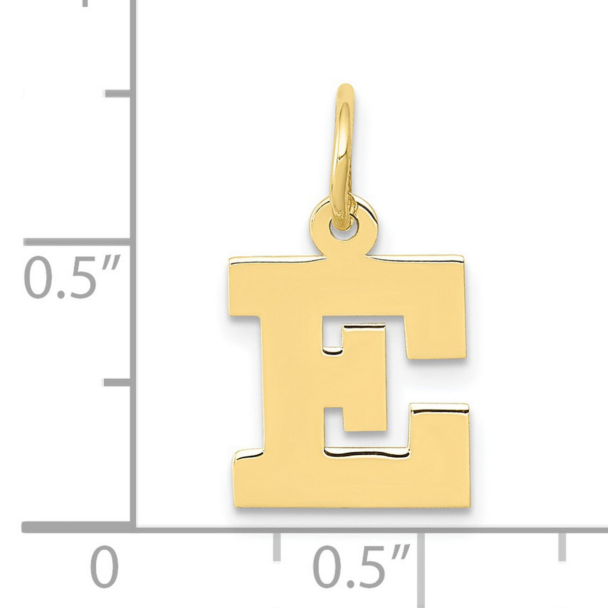 10k Yellow Gold Letter E Pendant Charm, Block Initial Design, Unisex Jewelry