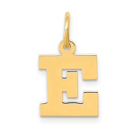 10k Yellow Gold Letter E Pendant Charm, Block Initial Design, Unisex Jewelry