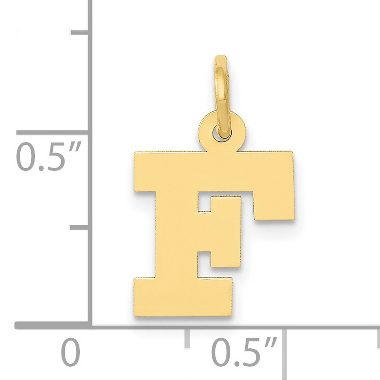 10k Yellow Gold Initial F Pendant Charm, Block Letter Flat Design for Women or Unisex Wear