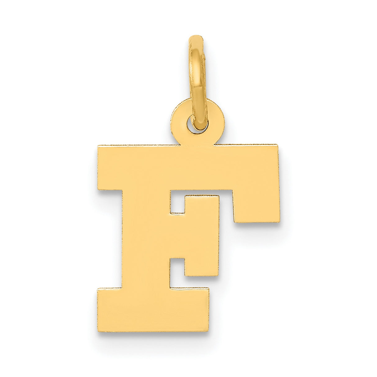 10k Yellow Gold Initial F Pendant Charm, Block Letter Flat Design for Women or Unisex Wear