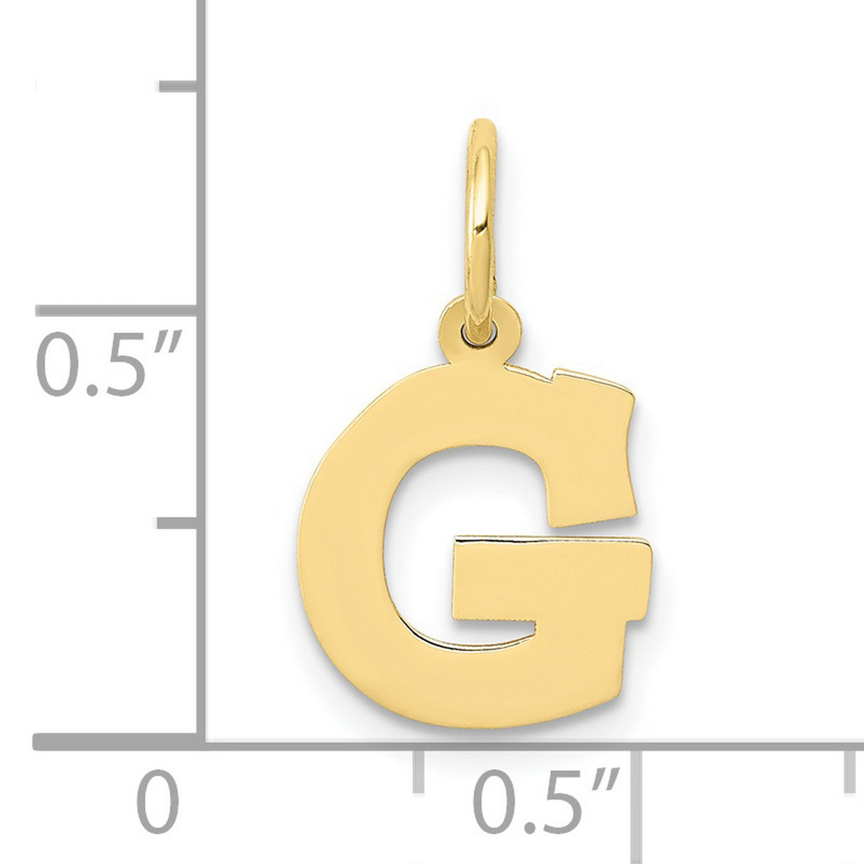 10k Yellow Gold Letter G Pendant, Polished Block Initial Charm, Unisex Monogram Jewelry