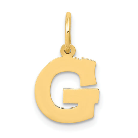 10k Yellow Gold Letter G Pendant, Polished Block Initial Charm, Unisex Monogram Jewelry