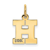 10k Yellow Gold Pendant, Letter H Block Initial Charm, Unisex Minimalist Jewelry