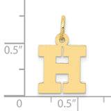 10k Yellow Gold Pendant, Letter H Block Initial Charm, Unisex Minimalist Jewelry