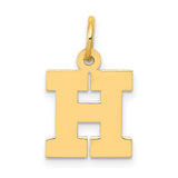 10k Yellow Gold Pendant, Letter H Block Initial Charm, Unisex Minimalist Jewelry