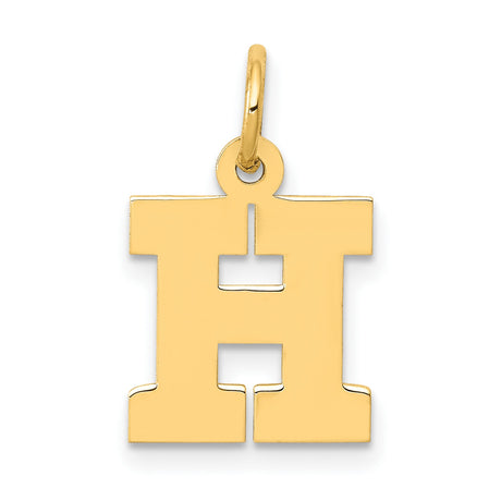 10k Yellow Gold Pendant, Letter H Block Initial Charm, Unisex Minimalist Jewelry