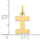 10k Yellow Gold Initial I Pendant Charm, Block Letter Alphabet Design for Women or Unisex Wear