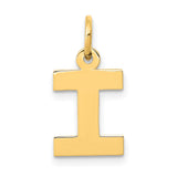 10k Yellow Gold Initial I Pendant Charm, Block Letter Alphabet Design for Women or Unisex Wear