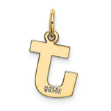 10k Yellow Gold Letter J Pendant, Polished Block Initial Charm, Unisex Monogram Jewelry