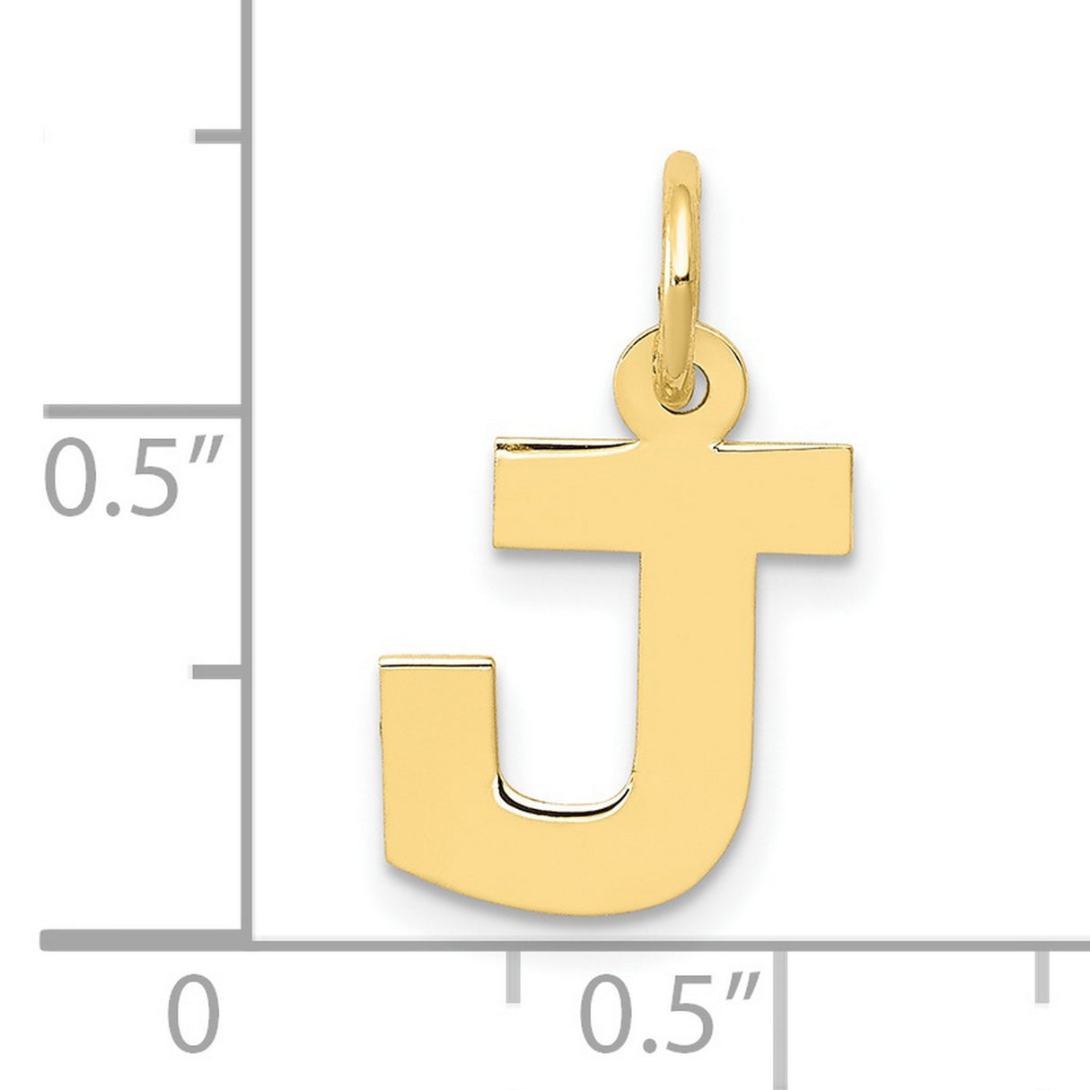 10k Yellow Gold Letter J Pendant, Polished Block Initial Charm, Unisex Monogram Jewelry