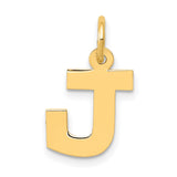 10k Yellow Gold Letter J Pendant, Polished Block Initial Charm, Unisex Monogram Jewelry