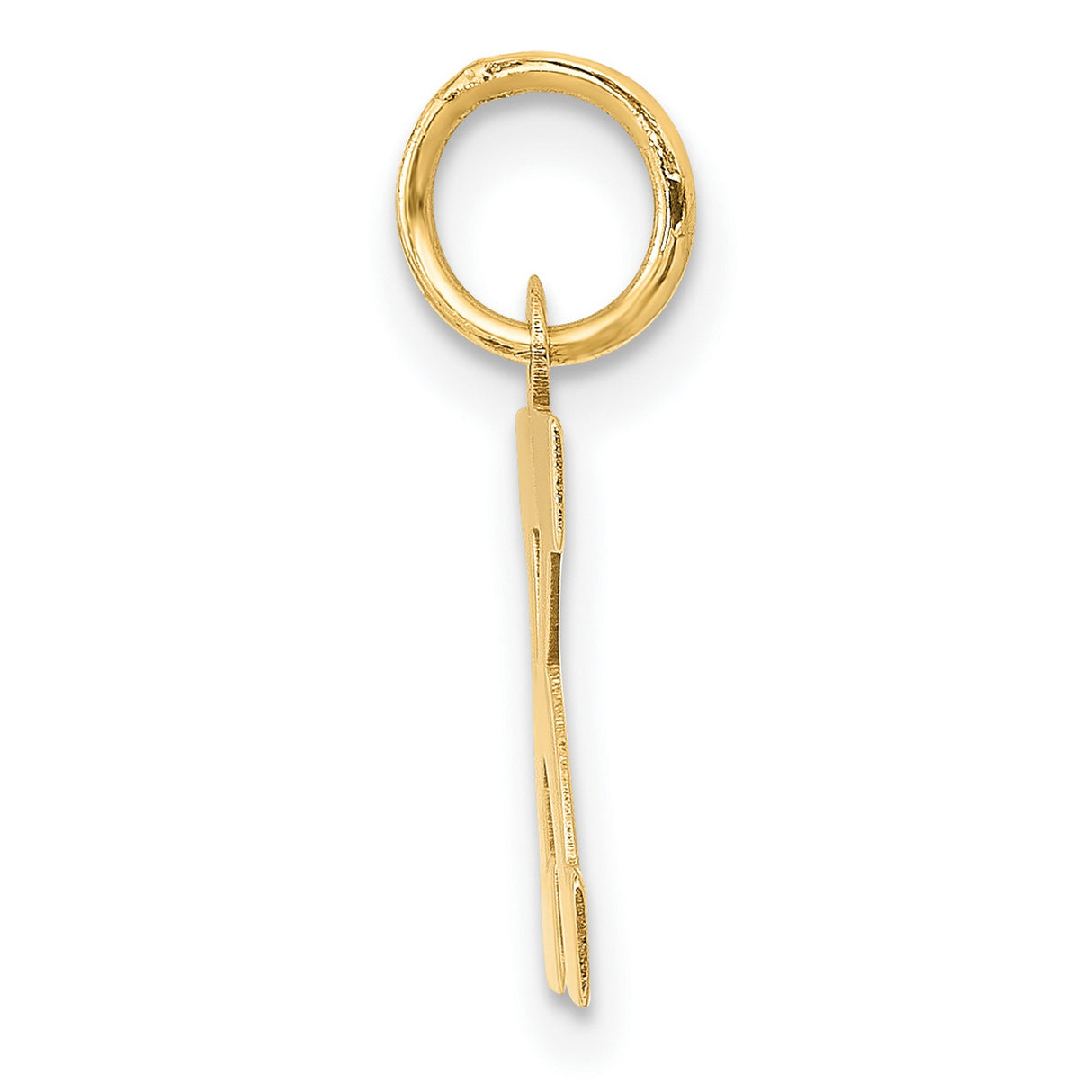 10k Yellow Gold K Initial Pendant Charm, Polished Block Letter Design, Unisex Jewelry