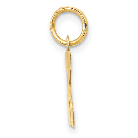 10k Yellow Gold K Initial Pendant Charm, Polished Block Letter Design, Unisex Jewelry