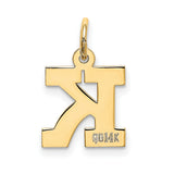 10k Yellow Gold K Initial Pendant Charm, Polished Block Letter Design, Unisex Jewelry