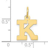 10k Yellow Gold K Initial Pendant Charm, Polished Block Letter Design, Unisex Jewelry