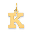 10k Yellow Gold K Initial Pendant Charm, Polished Block Letter Design, Unisex Jewelry