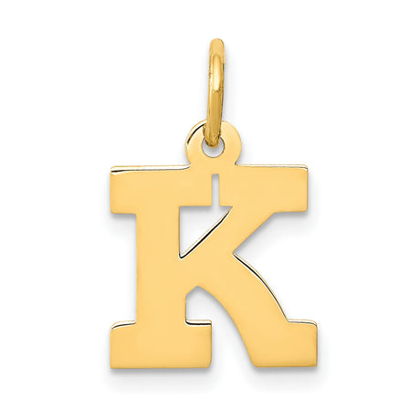 10k Yellow Gold K Initial Pendant Charm, Polished Block Letter Design, Unisex Jewelry