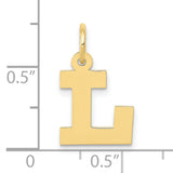 10k Yellow Gold Letter L Pendant Charm, Polished Finish Alphabet Jewelry for Women or Unisex