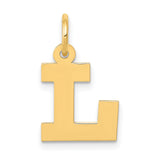 10k Yellow Gold Letter L Pendant Charm, Polished Finish Alphabet Jewelry for Women or Unisex