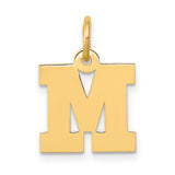 10k Yellow Gold Initial M Pendant, Bold Block Letter Charm, Unisex Alphabet Jewelry