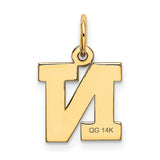 10k Yellow Gold Letter N Pendant, Bold Block Initial Charm for Women or Unisex Wear