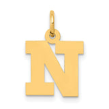10k Yellow Gold Letter N Pendant, Bold Block Initial Charm for Women or Unisex Wear