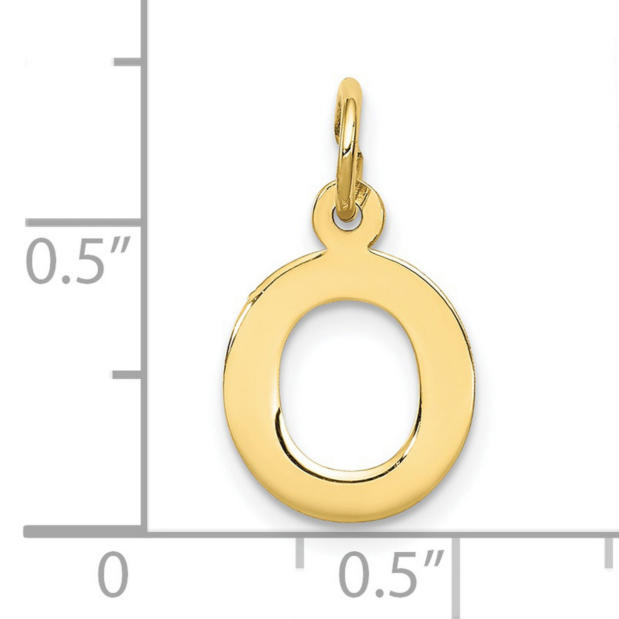 10k Yellow Gold Letter O Pendant Charm, Polished Oval Initial Jewelry for Women