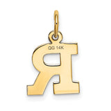 10k Yellow Gold Letter R Pendant Charm, Block Alphabet Initial Jewelry for Women or Unisex Wear
