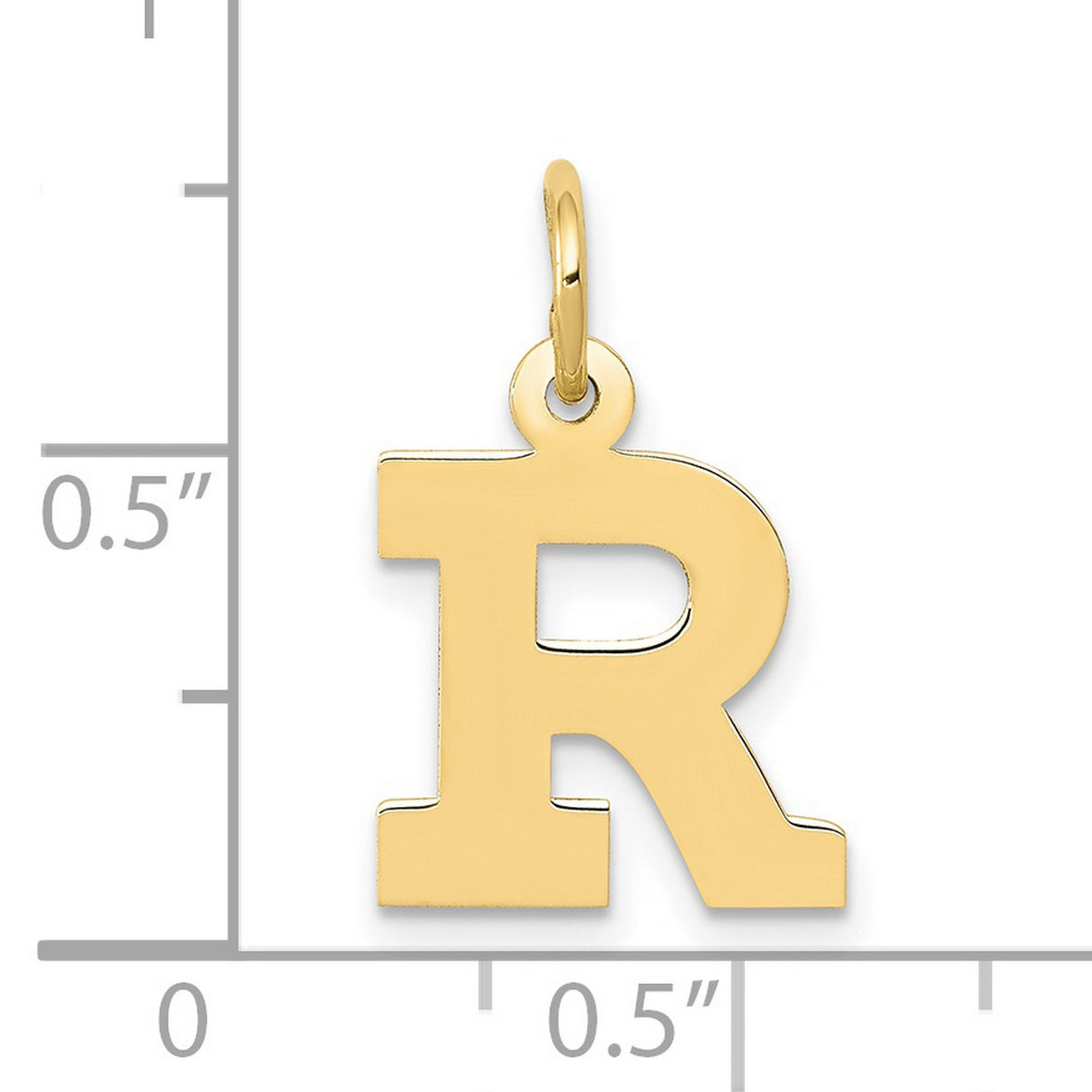 10k Yellow Gold Letter R Pendant Charm, Block Alphabet Initial Jewelry for Women or Unisex Wear