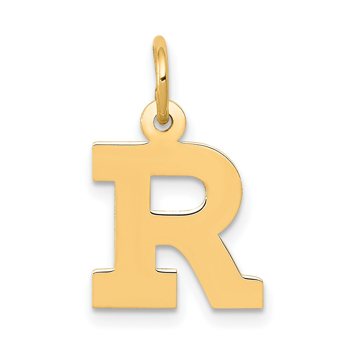 10k Yellow Gold Letter R Pendant Charm, Block Alphabet Initial Jewelry for Women or Unisex Wear