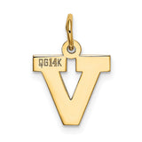 10k Yellow Gold Mens Pendant with Stylized Letter V and Cutout Cross Symbol