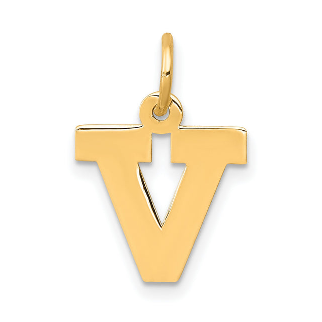 10k Yellow Gold Mens Pendant with Stylized Letter V and Cutout Cross Symbol