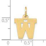 10k Yellow Gold Letter W Pendant, Polished Block Initial Charm, Unisex Monogram Jewelry