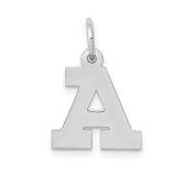 10k White Gold Initial Pendant with Block Letter A, Bold Modern Alphabet Charm for Women or Unisex
