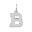10k White Gold Letter B Pendant, Polished Block Initial Charm for Women or Unisex