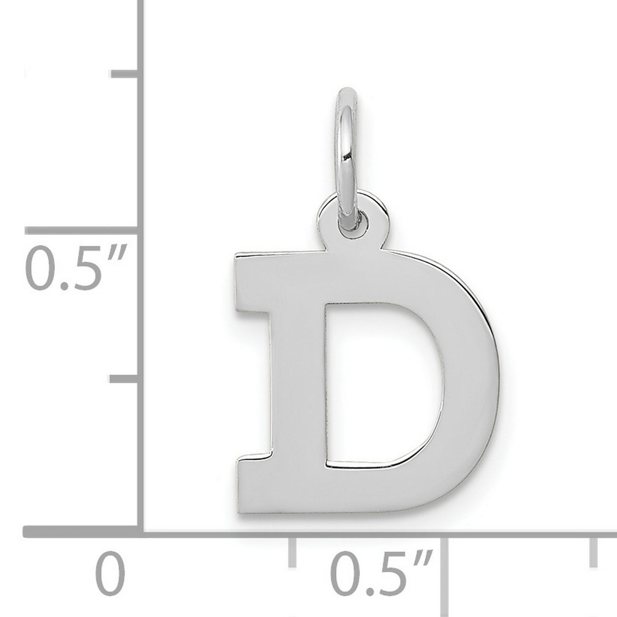 10k White Gold Initial Pendant D, Block Letter Charm, Monogram Jewelry for Men or Women