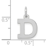 10k White Gold Initial Pendant D, Block Letter Charm, Monogram Jewelry for Men or Women