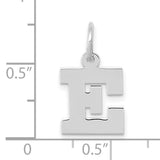 10k White Gold Letter E Pendant, Block Initial Charm, Clean Modern Design, Unisex