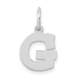 10k White Gold Pendant, Letter G Block Initial Charm, Monogram Style for Women or Unisex