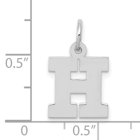 10k White Gold Initial H Pendant, Polished Block Letter Charm, Minimalist Alphabet Jewelry