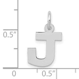 10k White Gold Initial Pendant, Block Letter J Charm, Minimalist Monogram Design