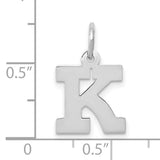 10k White Gold Initial K Pendant, Polished Block Letter Charm, Unisex Monogram Jewelry