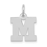 10k White Gold Pendant, Bold Block Initial M Letter Charm for Women or Unisex Wear