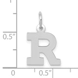 10k White Gold Letter R Pendant, Polished Block Initial Charm for Women or Unisex Wear