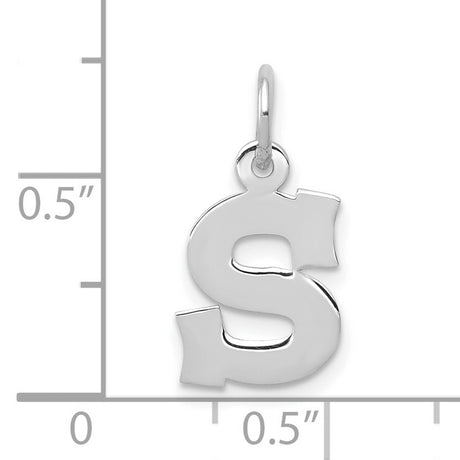 10k White Gold Dollar Sign Pendant, Polished Hip Hop Statement Charm for Men and Women