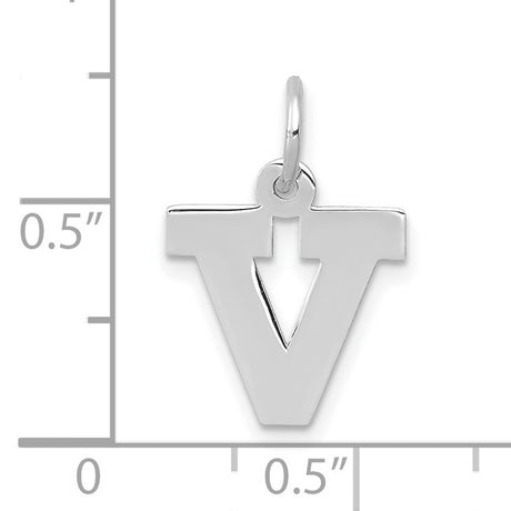 10k White Gold Hebrew Shin Pendant, Stylized V Arrowhead Design, Symbolic Religious Jewelry